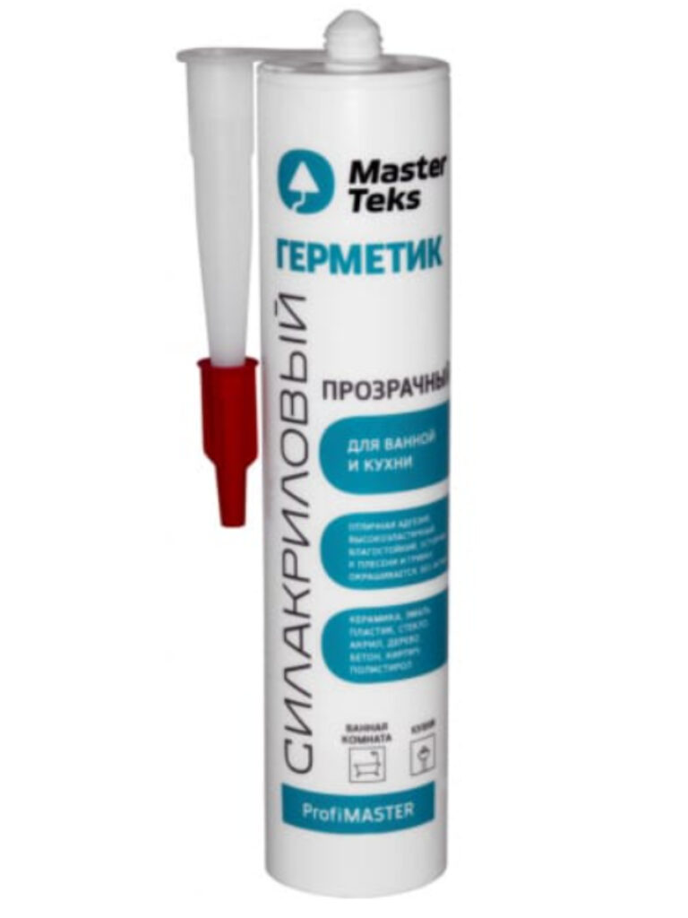 Герметик "PROFIMASTER" силакрил. для ванной кухни 290 мл прозрачный "MASTERTEKS"